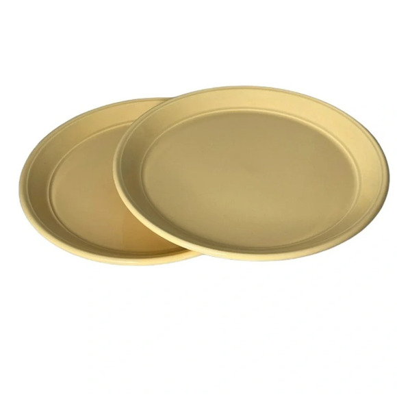 VINTAGE 80s Buttermilk Yellow Kiln Craft Tableware Ironstone Dinner Plates 2 pc - Picture 10 of 10
